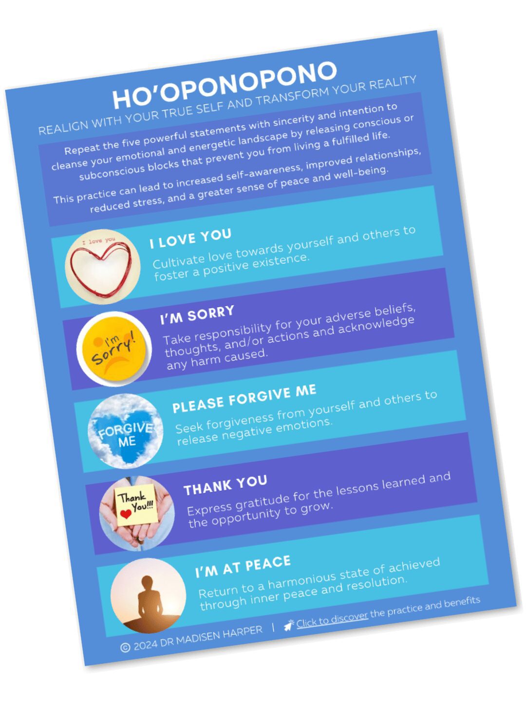 Hooponopono Phrases Cheat Sheet resource.
