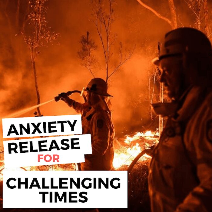 Firefighters battle intense Australian wildfire at night, highlighting bravery and resilience.